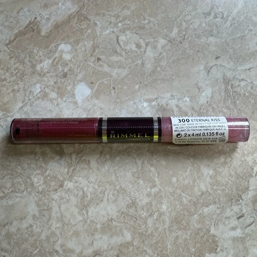 Rimmel Lasting Finish Kiss & Stay Lip Gloss 300 Eternal Kiss Base & Top Coat NEW